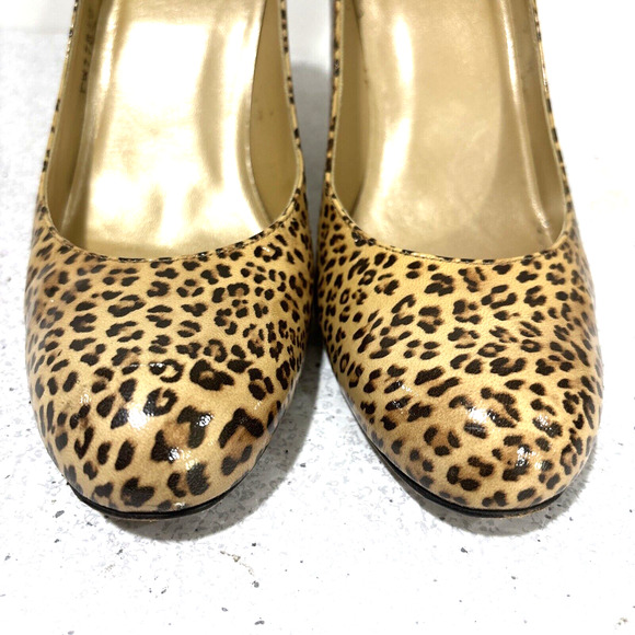 Stuart Weitzman High Heel Pumps Tan Brown Animal Print US 9M Classic Career Shoe - Picture 8 of 11